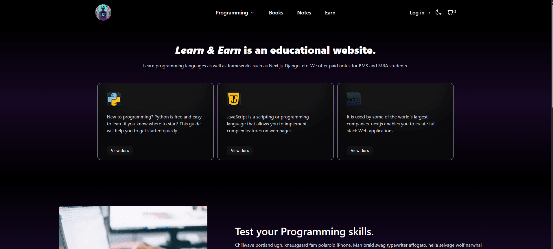 Learn N Earn course hub and user progress dashboard